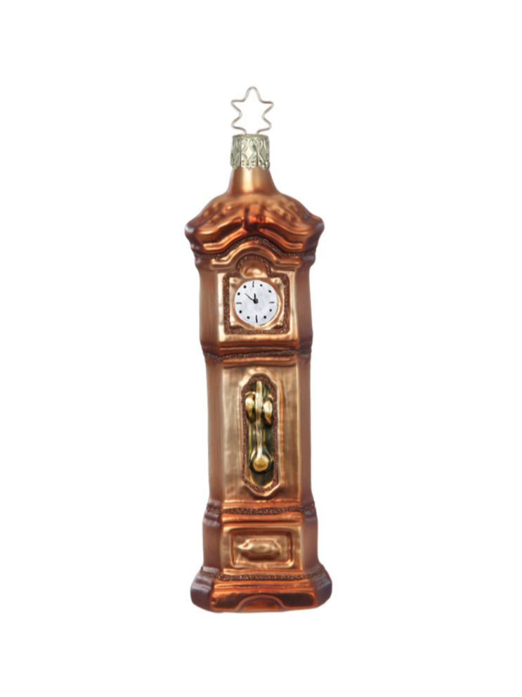 Grandfather Clock glass ornament, brown (15 cm)