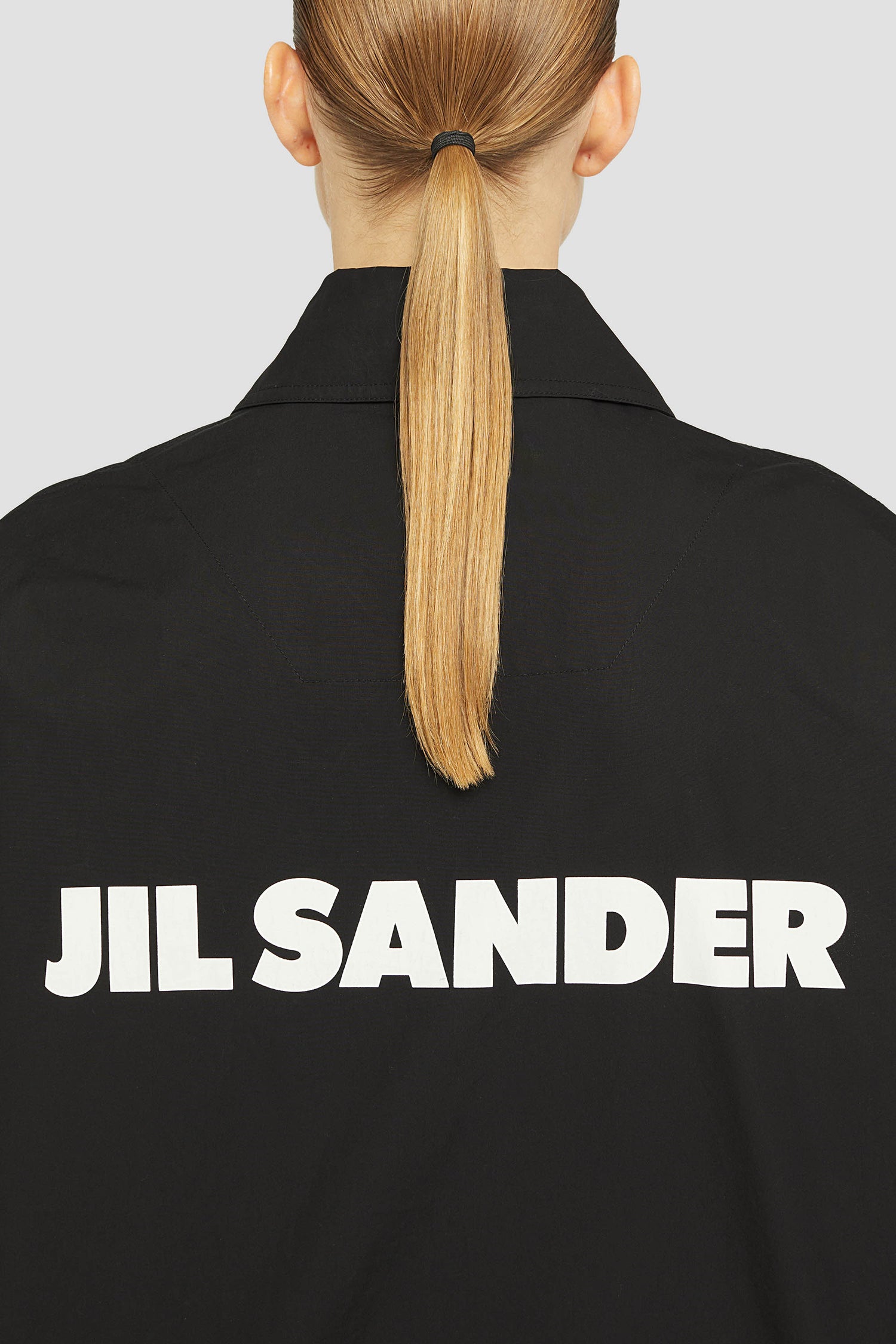 Logo printed shirt jacket, black