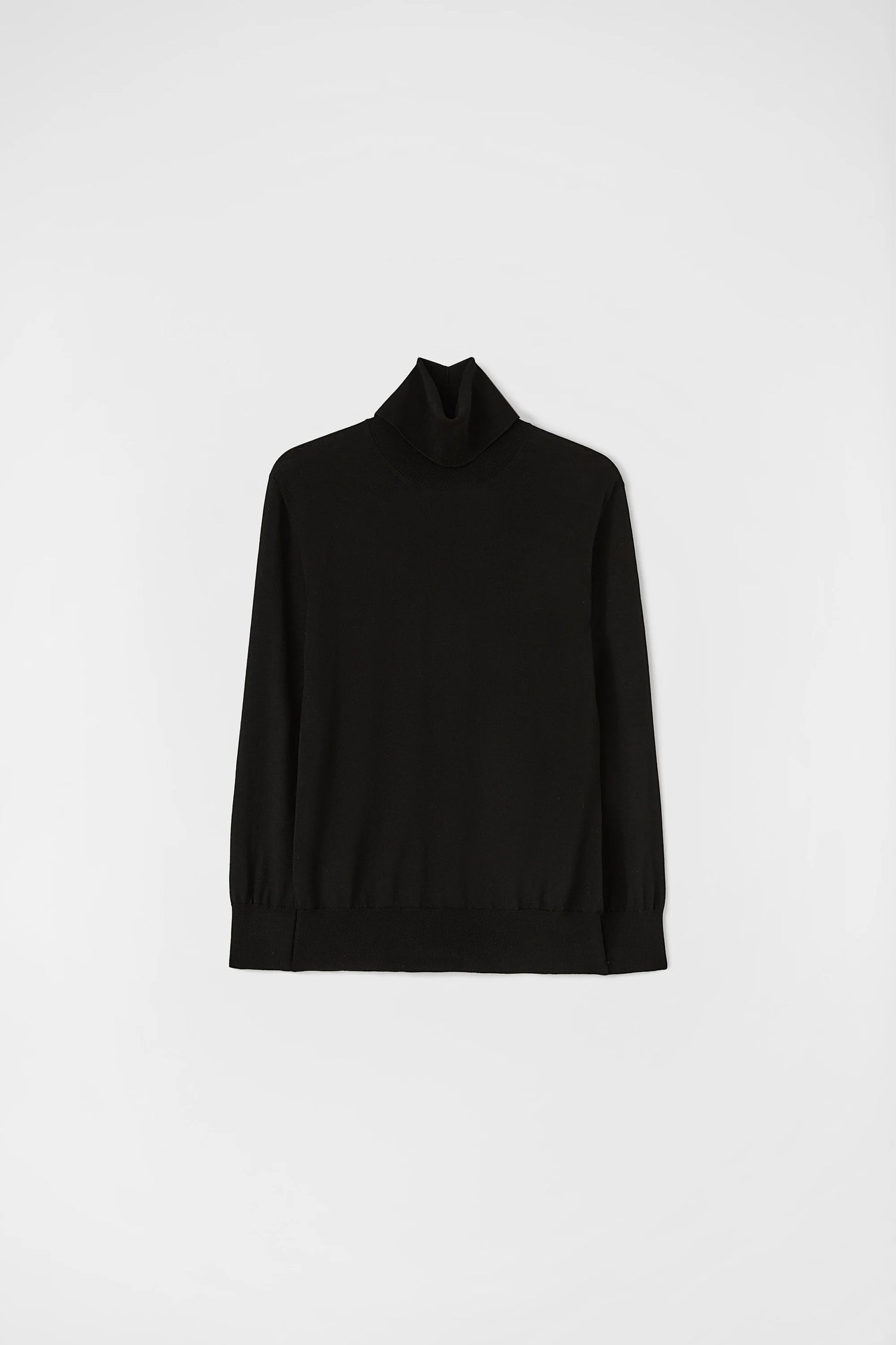 Lightweight Wool High-Neck Sweater, black
