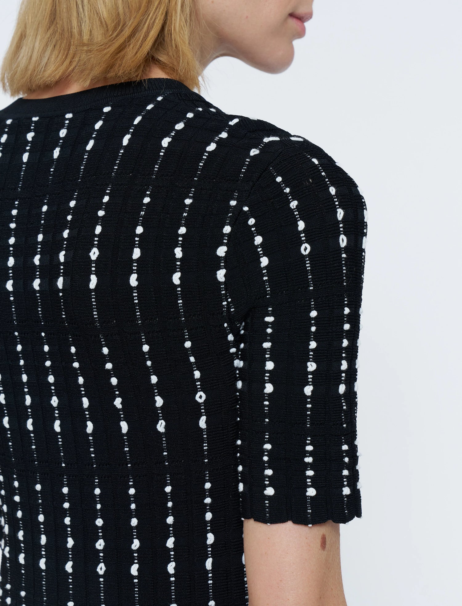Fragmented Stripes knitted dress, black-white