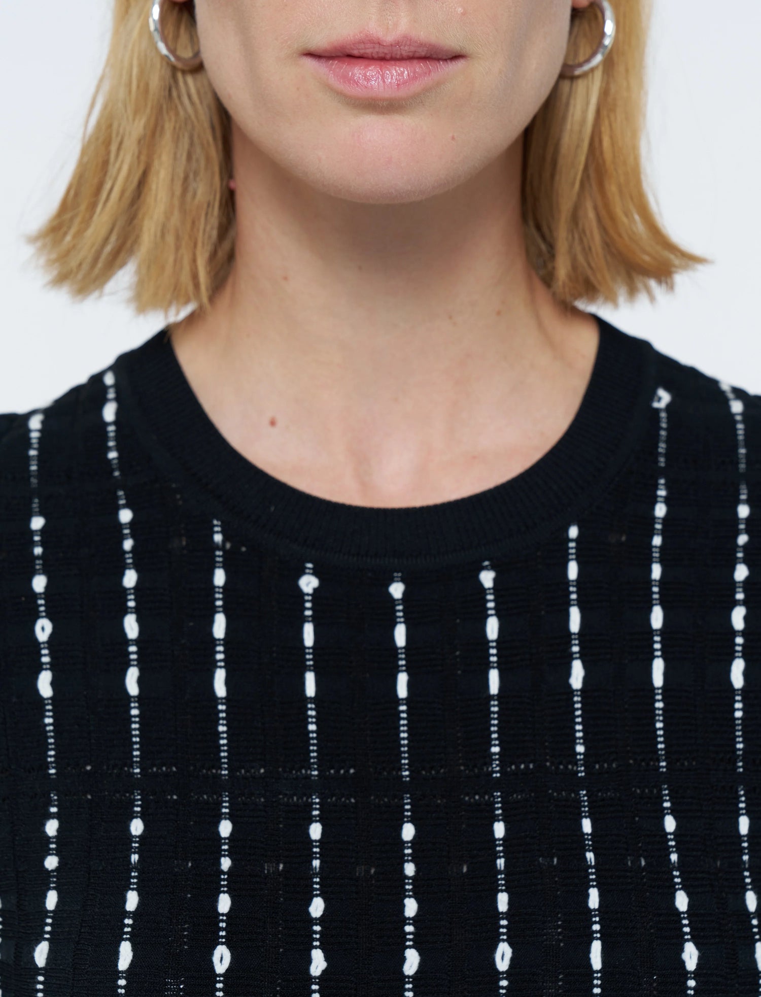 Fragmented Stripes knitted dress, black-white