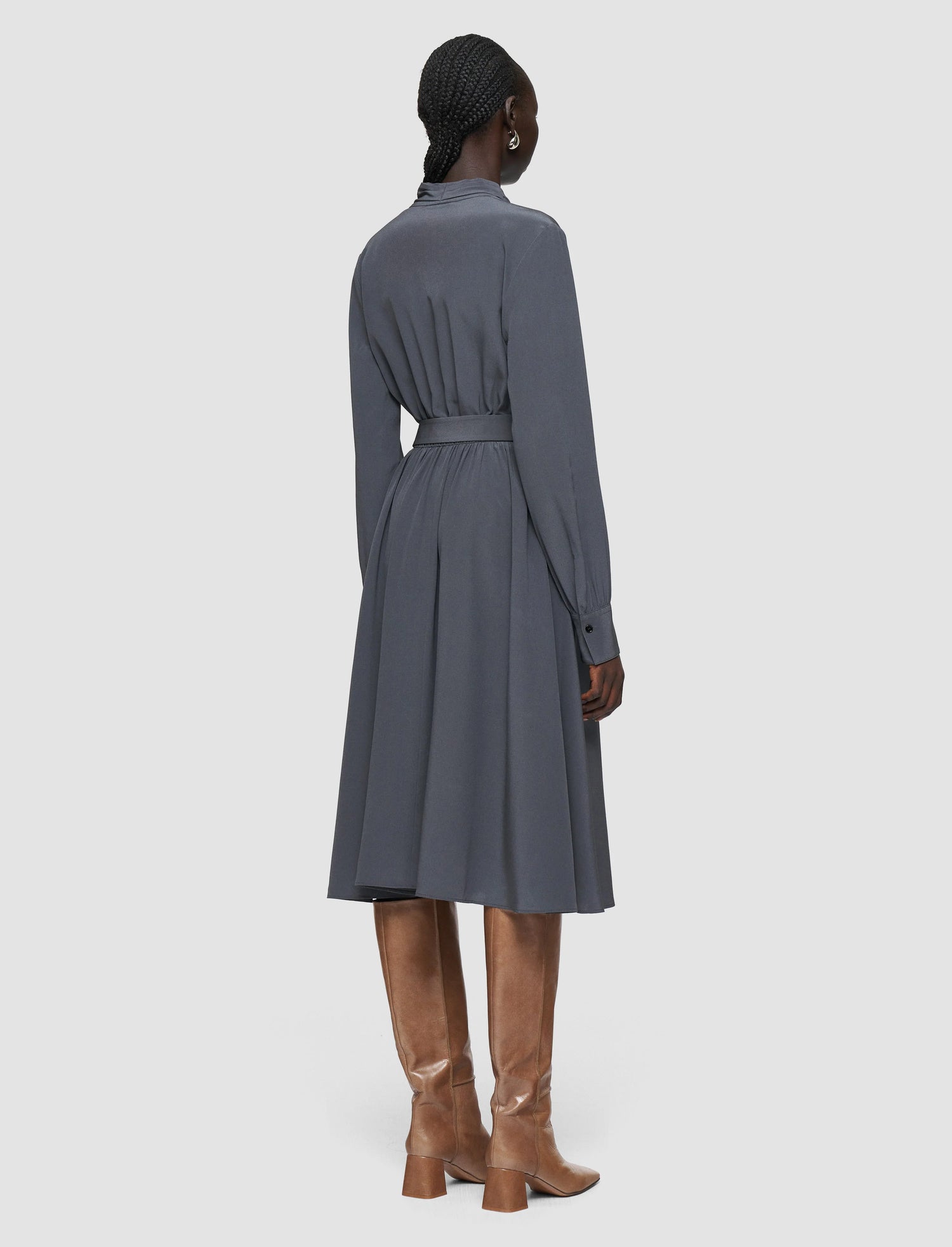 Severin silk crepe dress, smoke grey
