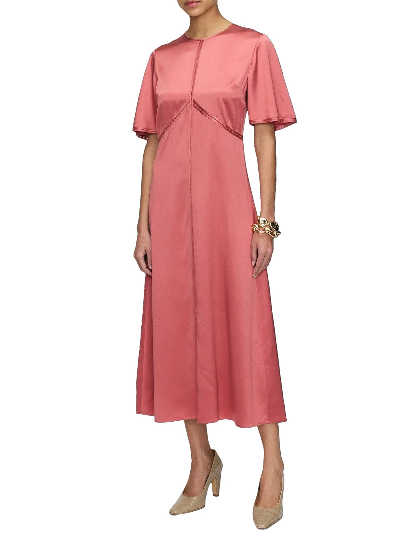 Aura dress silk-satin, pomegranate