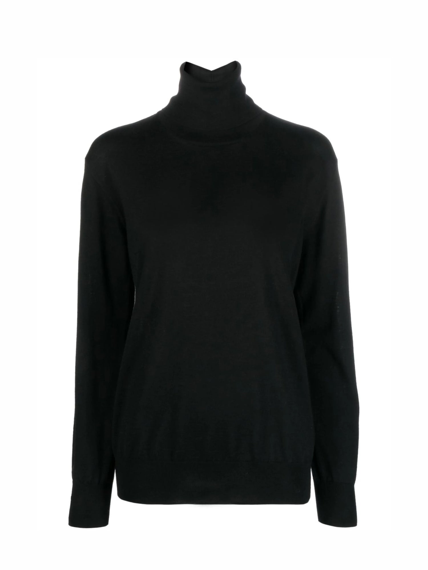 Lightweight Wool High-Neck Sweater, black