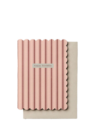 Pink-burgundy bday stripe, birthday card