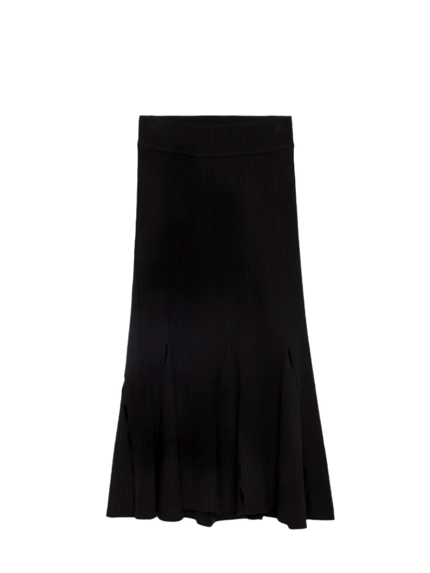 Ginza wool flared skirt, black
