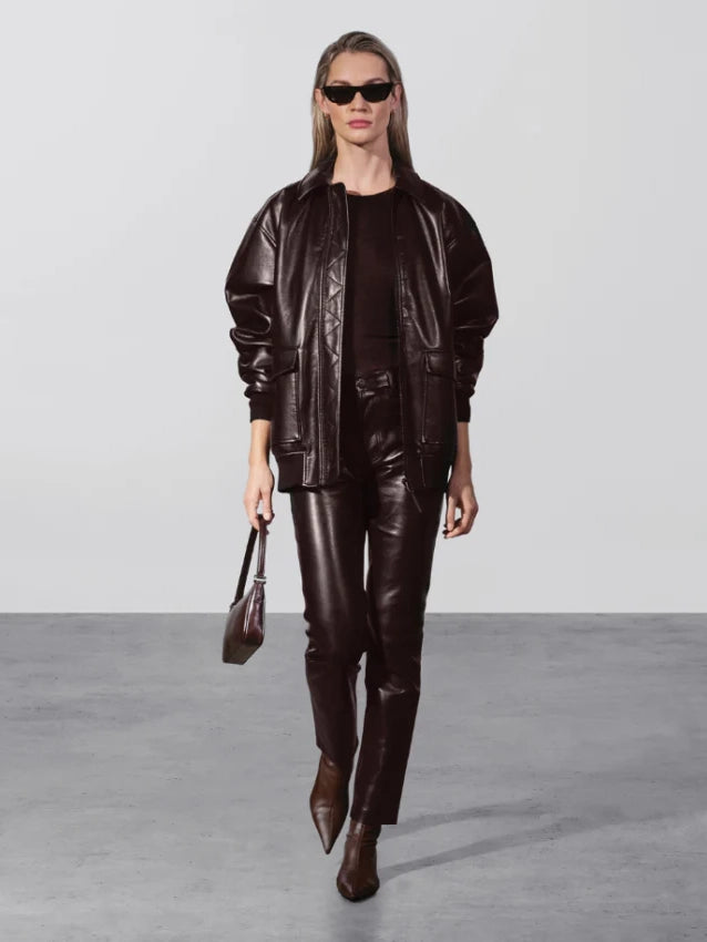 Bruno leather trousers, deep brown