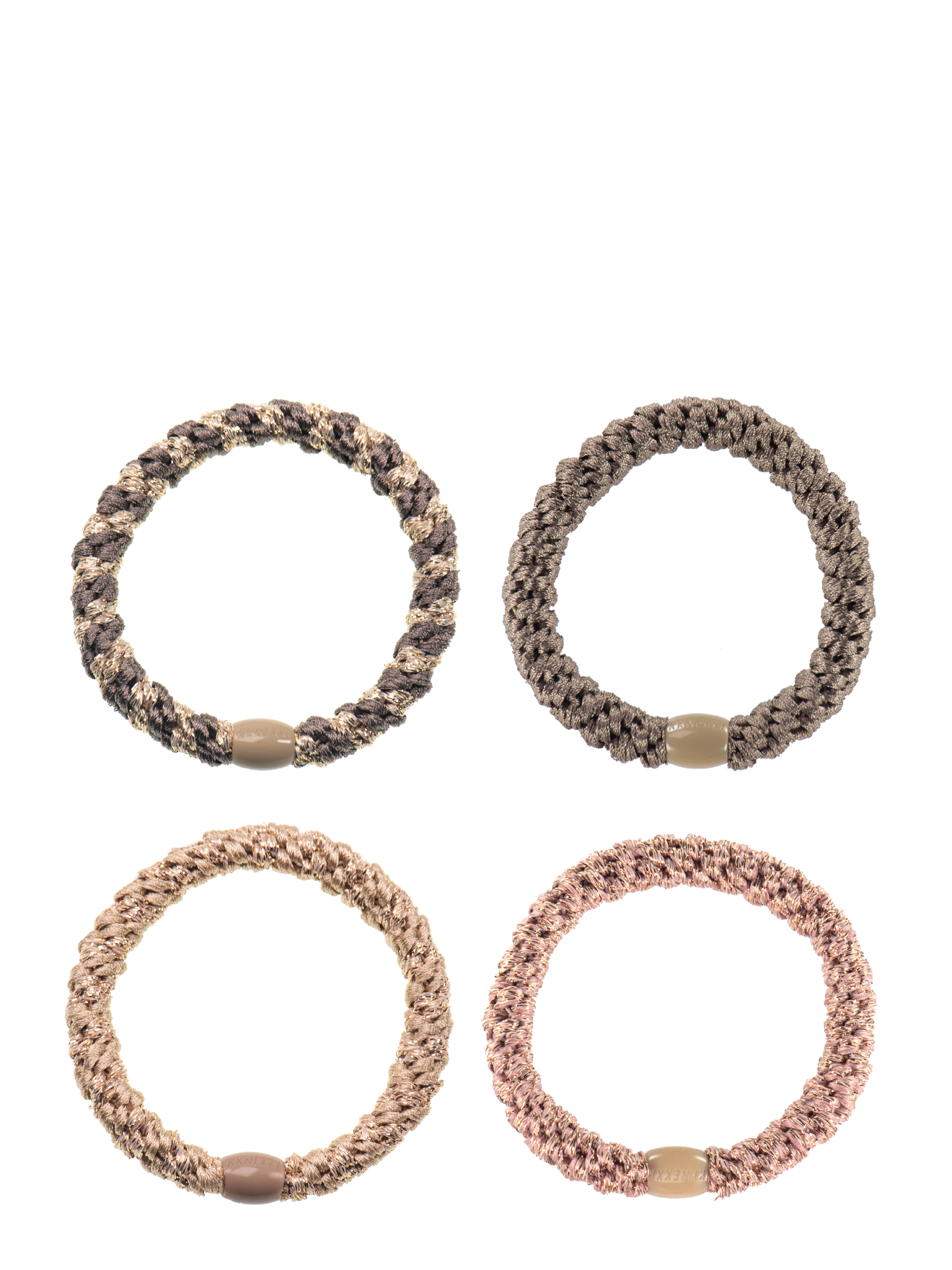 KKNEKKI Bundle 10, set of 4 hair ties in gold, pink, brown