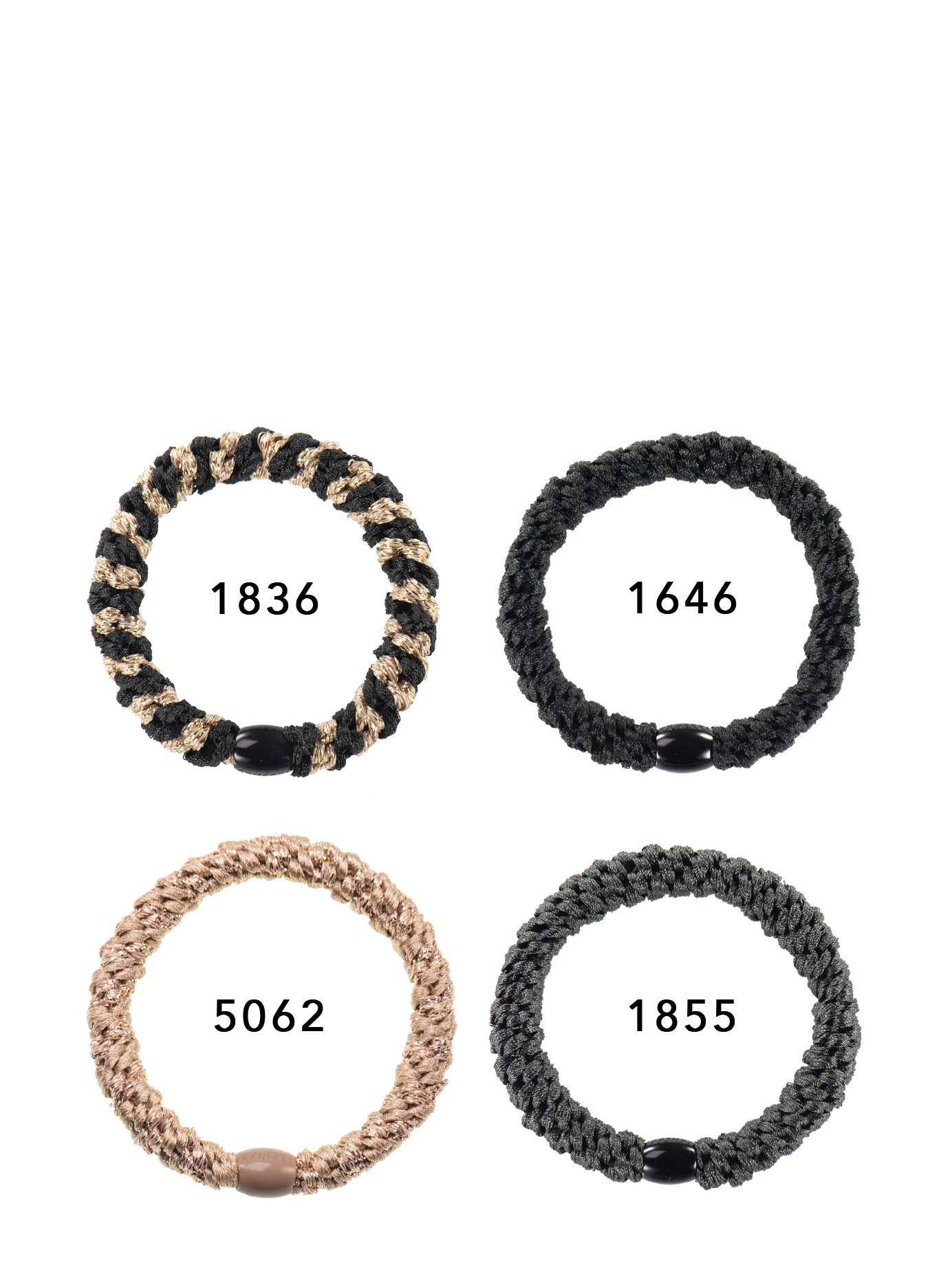 KKNEKKI Bundle 9 black, grey, gold, set of 4 hair ties