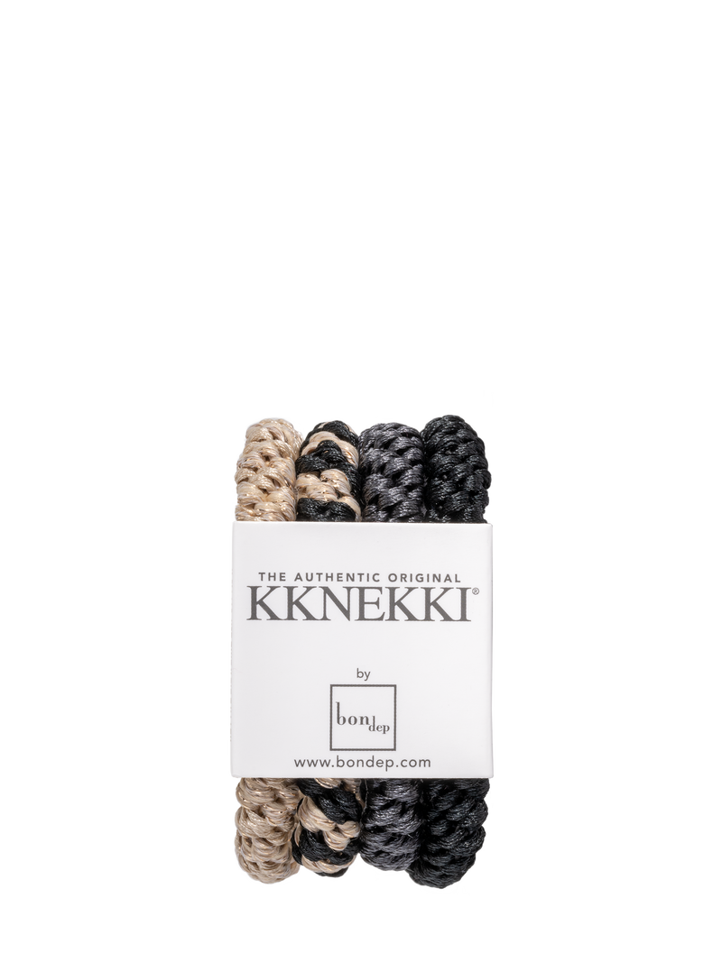 Kknekki Bundle 9, set of 4 hair ties (black, grey, beige...)