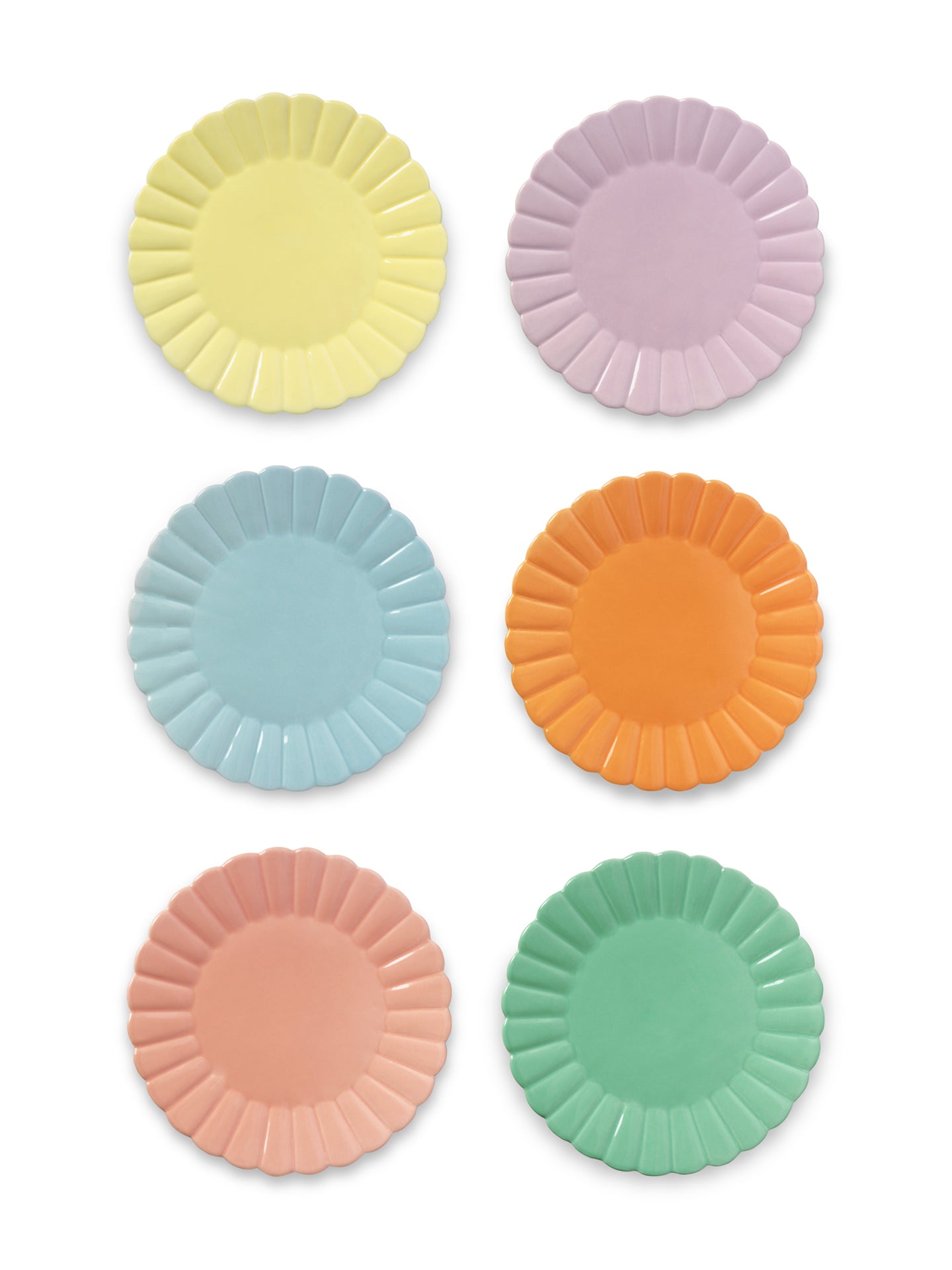 Large Scallop Plate, 6 pastel colours
