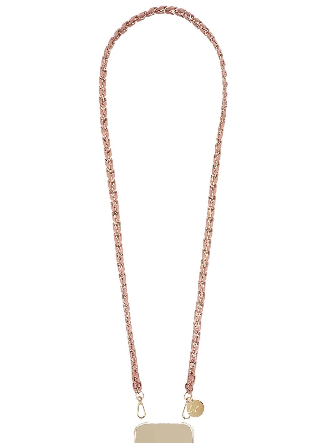 Lou crossbody phone strap, camel and gold metal