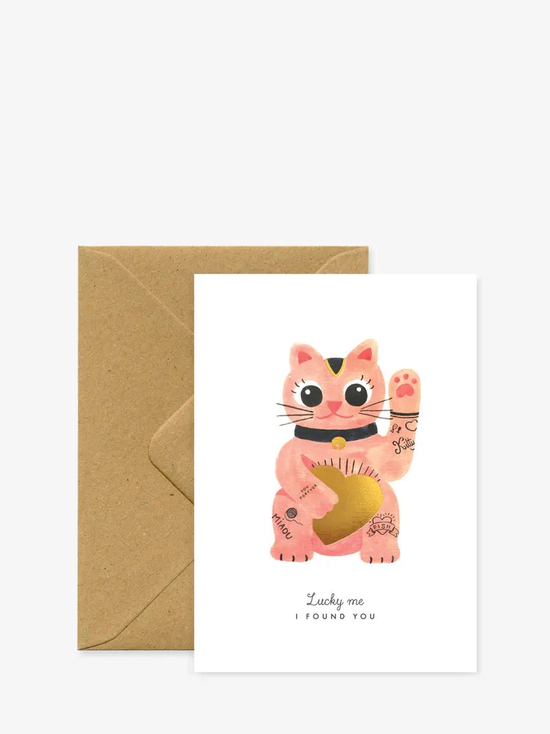 Lucky cat, love & friendship card
