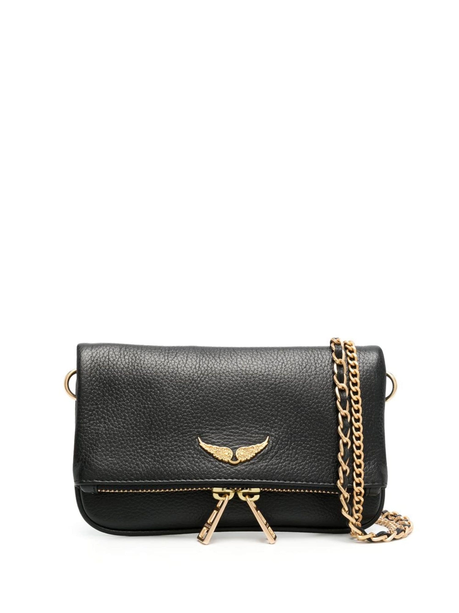 ROCK NANO GRAINED LEATHER handbag, black/gold