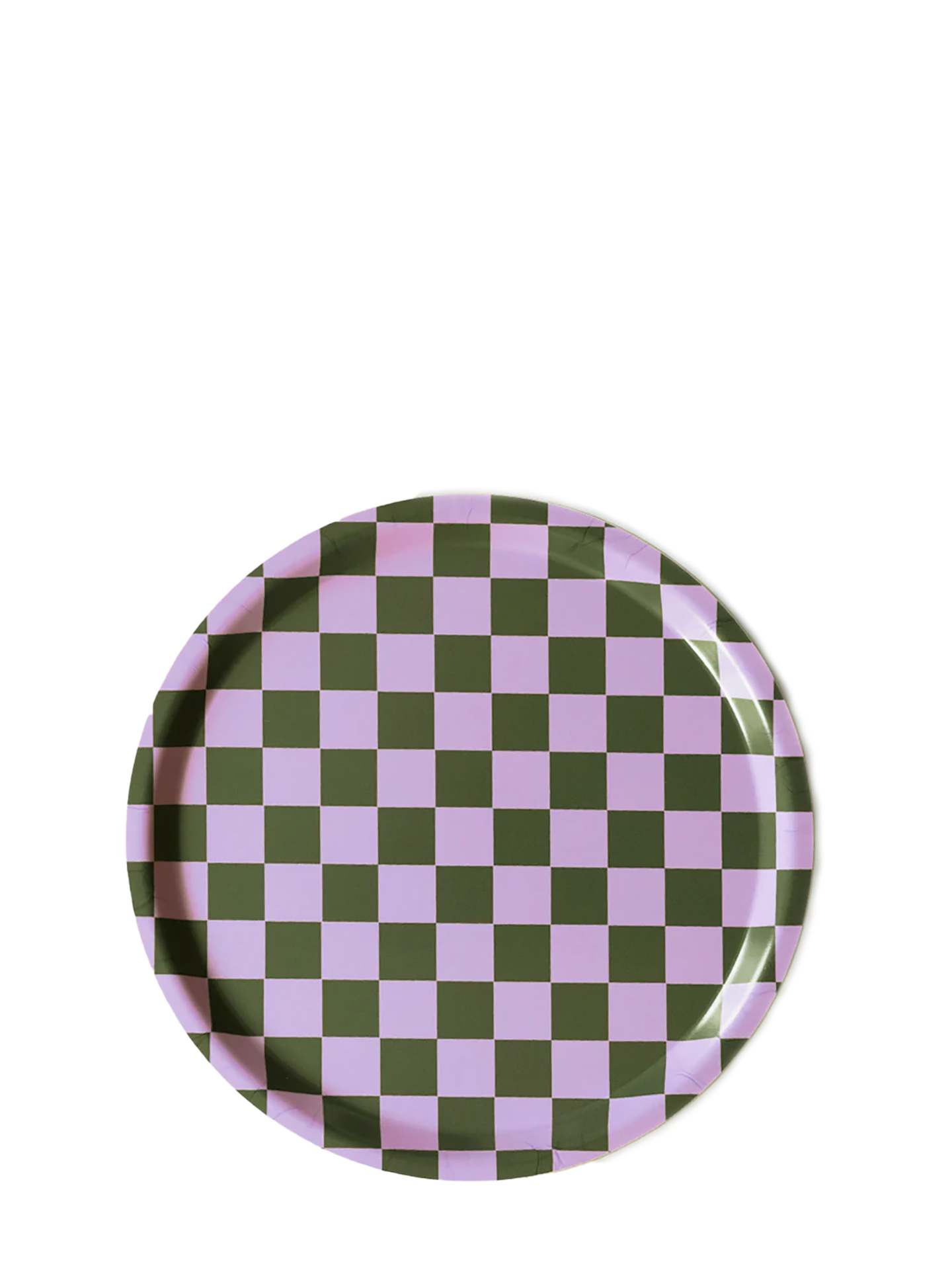 Lilac / Olive CHECKER Round Serving Tray (31 cm)