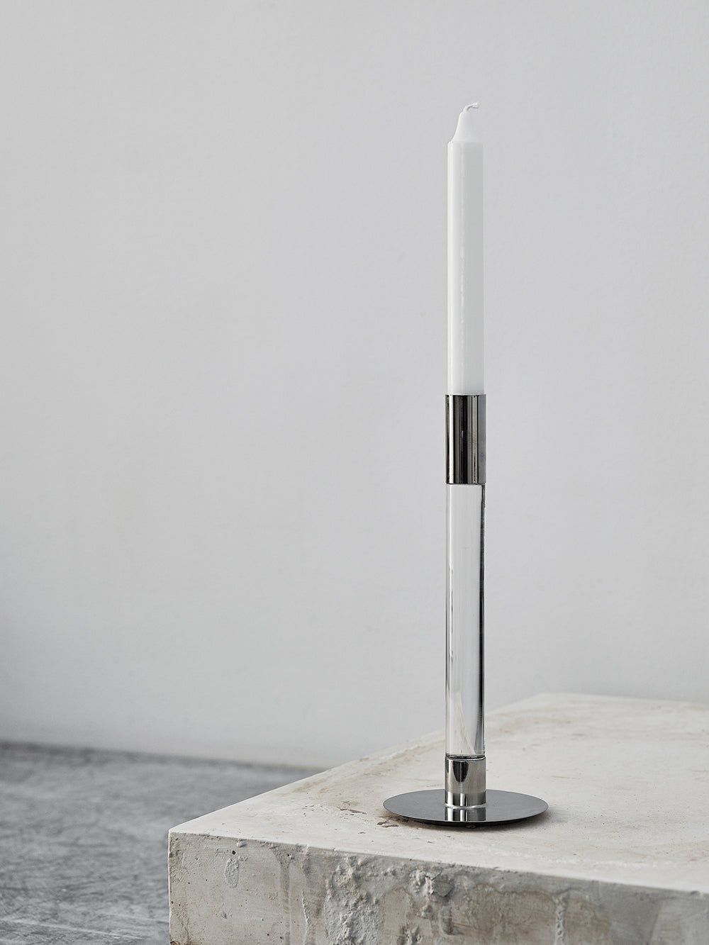 Lumiere candlestick, silver (27 cm)