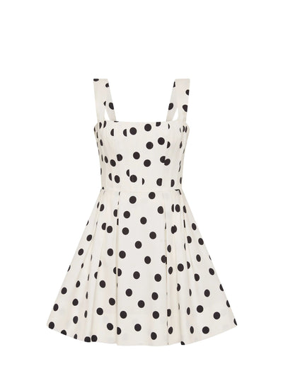 Maisie polka dot mini dress, white