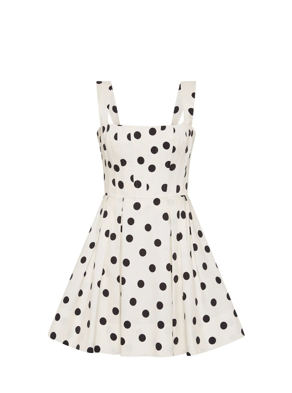 Maisie polka dot mini dress, white