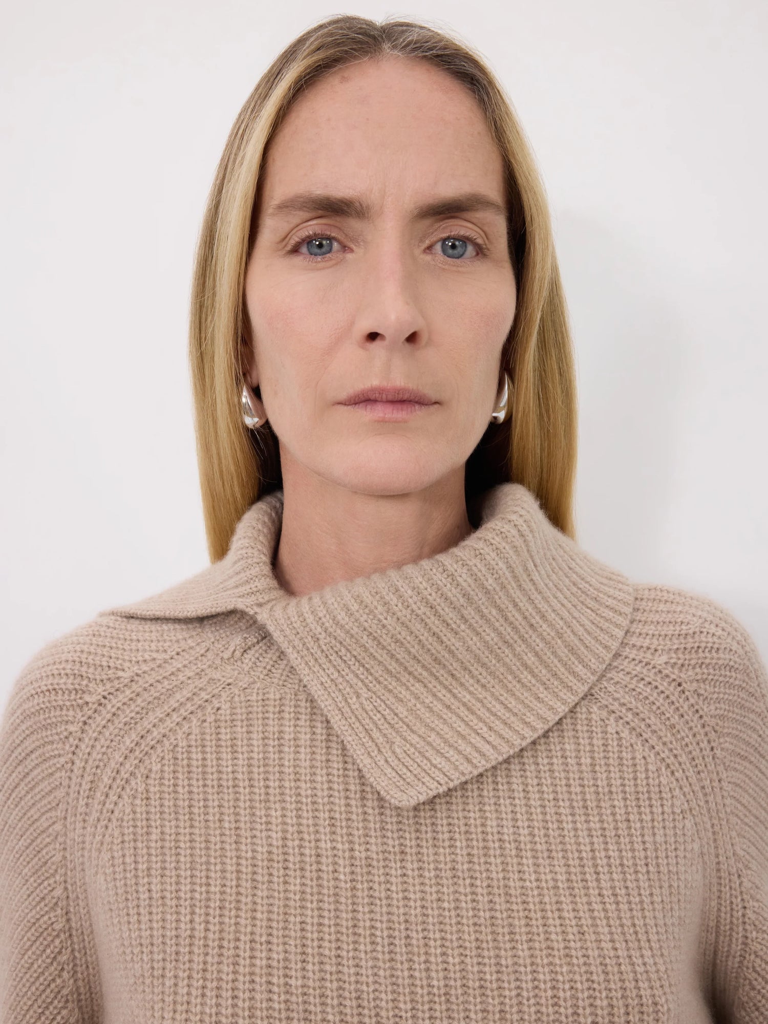 Cecil stand collar sweater, beige melange
