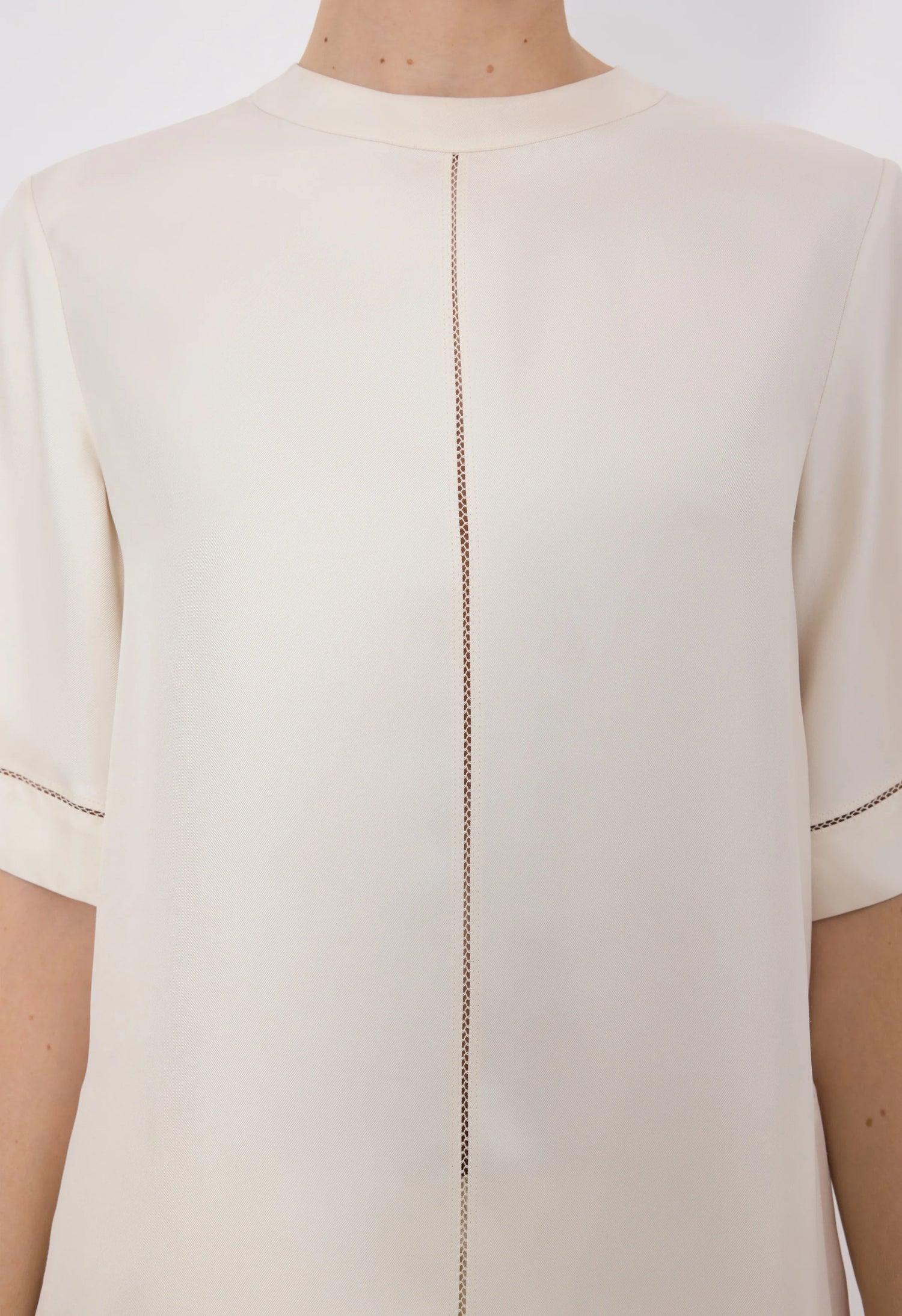 Havana silk twill top, ivory