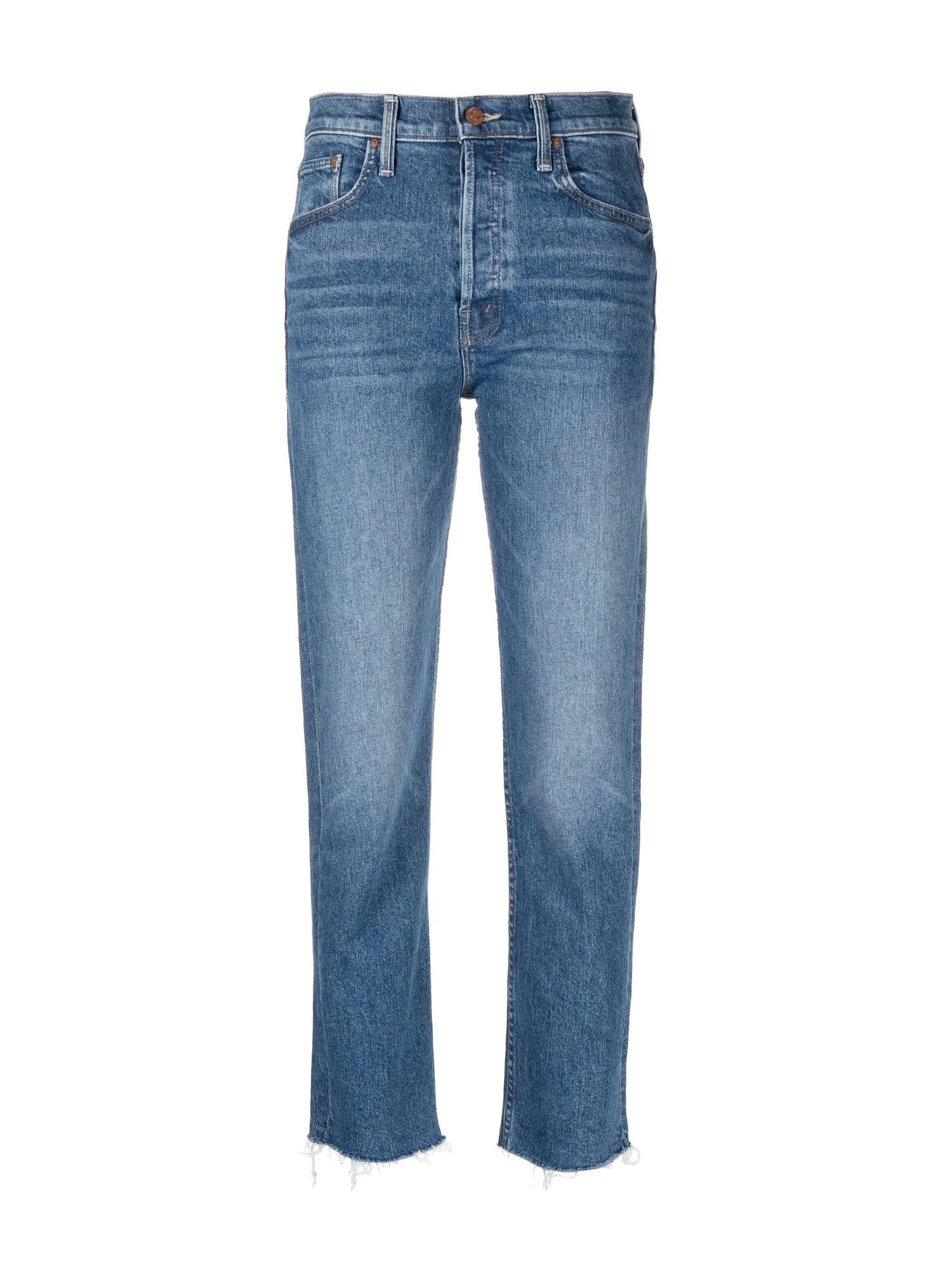 Tomcat ankle fray high-rise jeans, ´Arigato Mr Roboto´ mid-blue wash