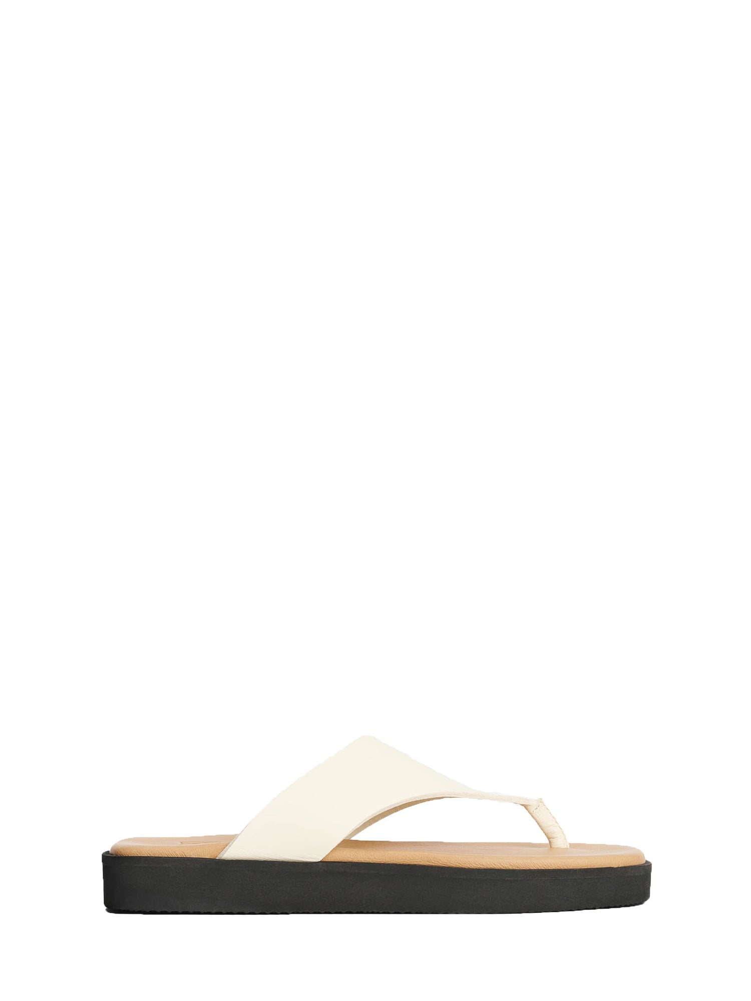 Marisol flip flop leather sandals, vanilla cream