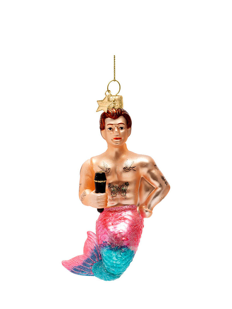 Merman glass ornament