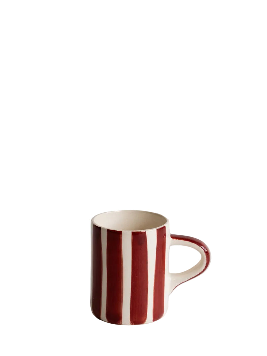 Candy stripe espresso cup, paprika red