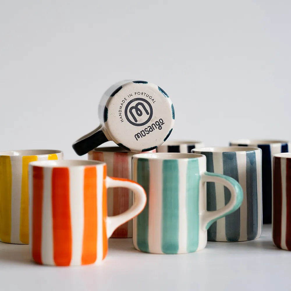 Candy stripe espresso cup, paprika red