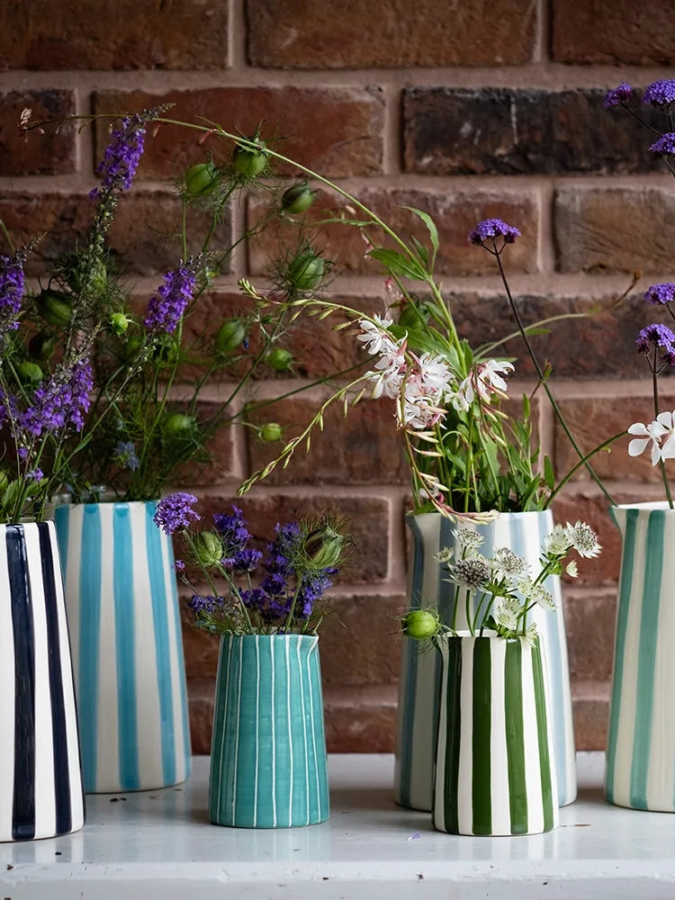 Candy stripe creamer, moss green