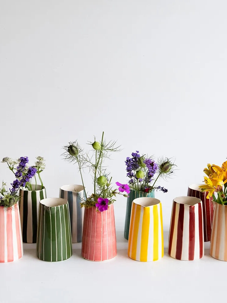 Candy stripe creamer, dove grey