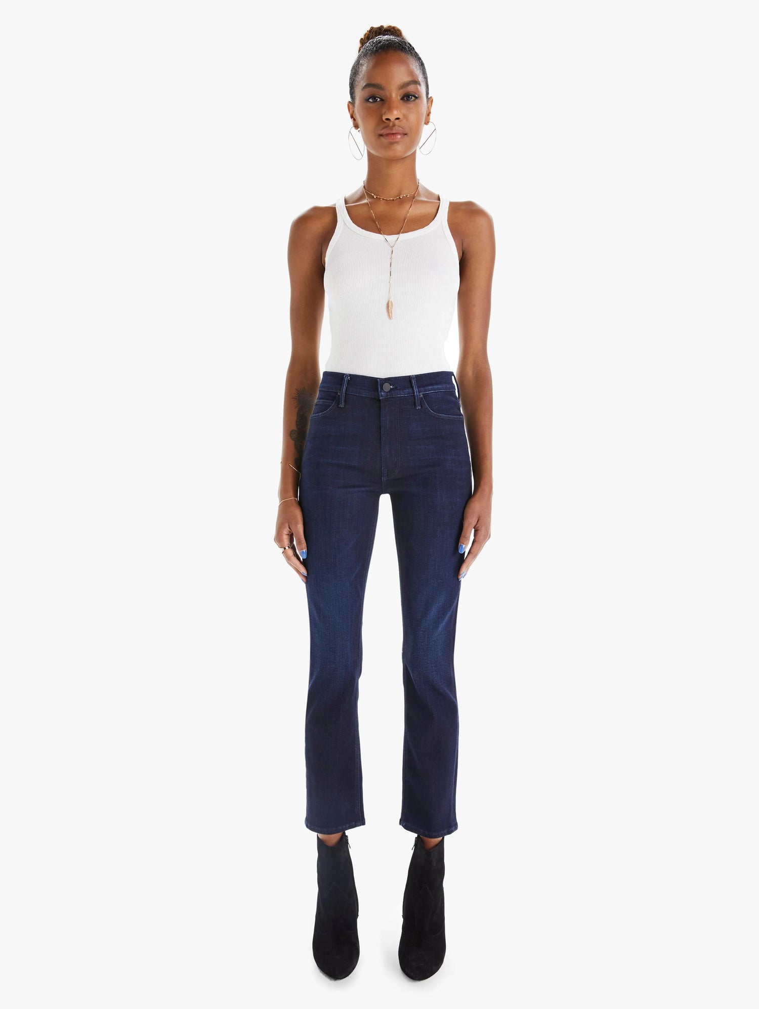 MOTHER: The Mid Rise Dazzler ankle jeans, blue