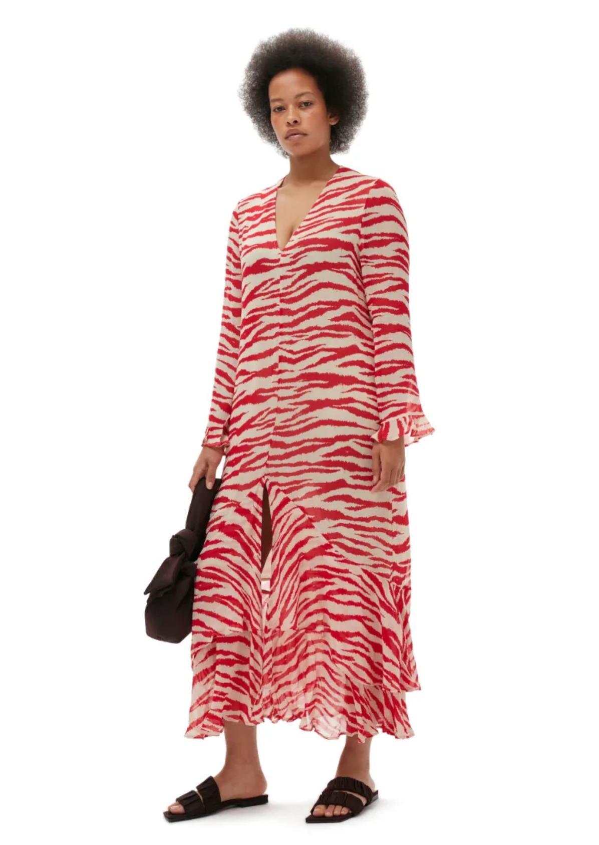 Printed Light Georgette Maxi Dress, castle wall