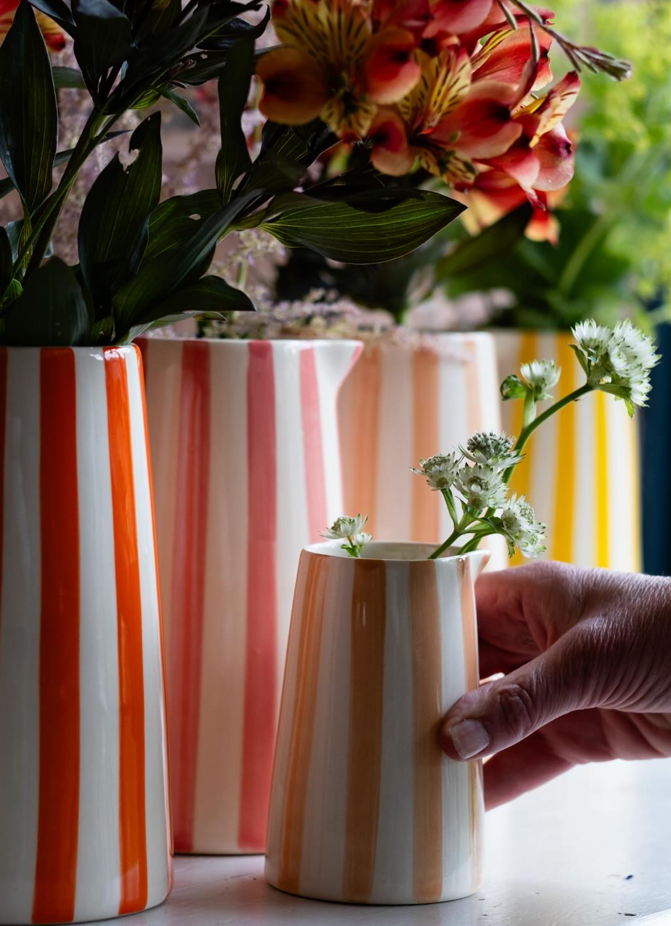 Large Jug Candy Stripe, Blue