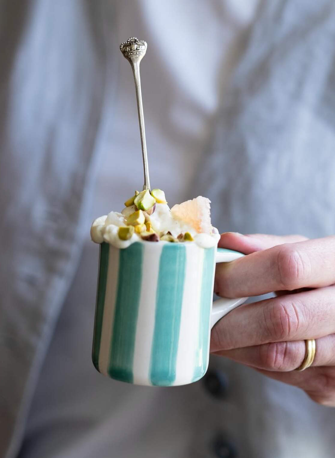 Candy stripe espresso cup, tangerine