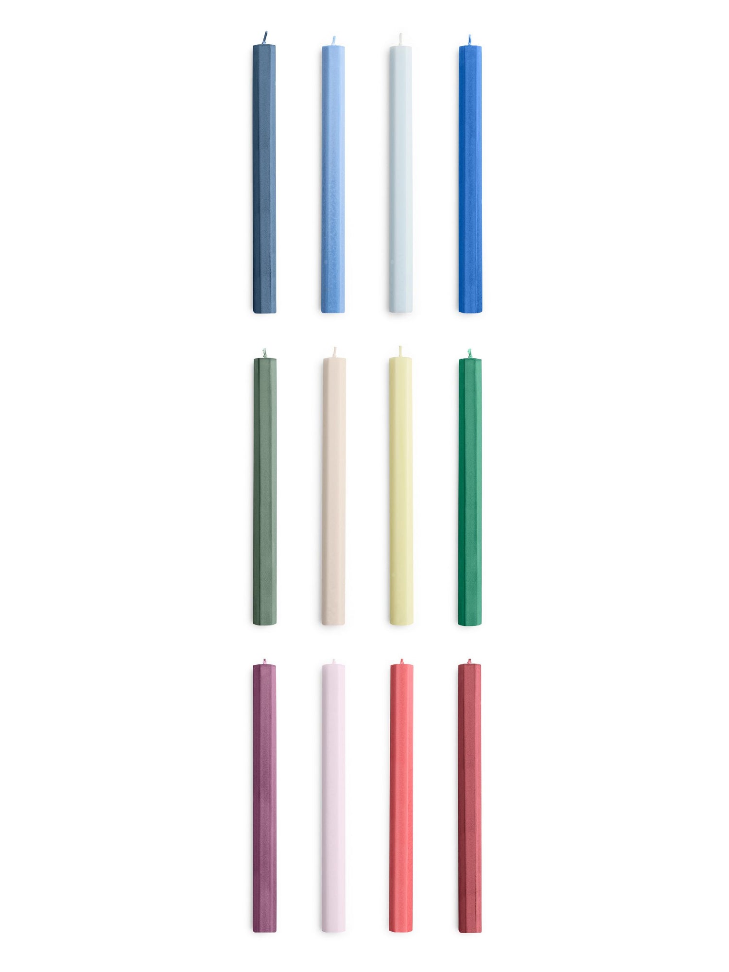 Hexagon candle set of 4, 3 colour combos