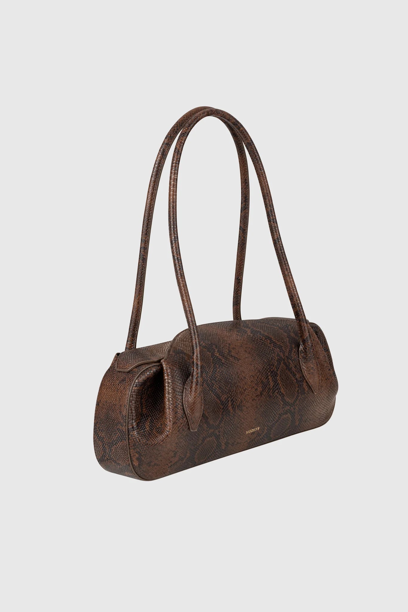 Oyster shoulder bag, embossed snake