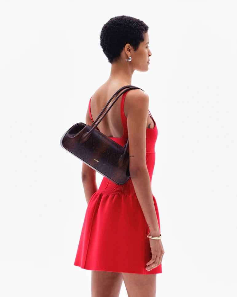 Oyster shoulder bag, embossed snake