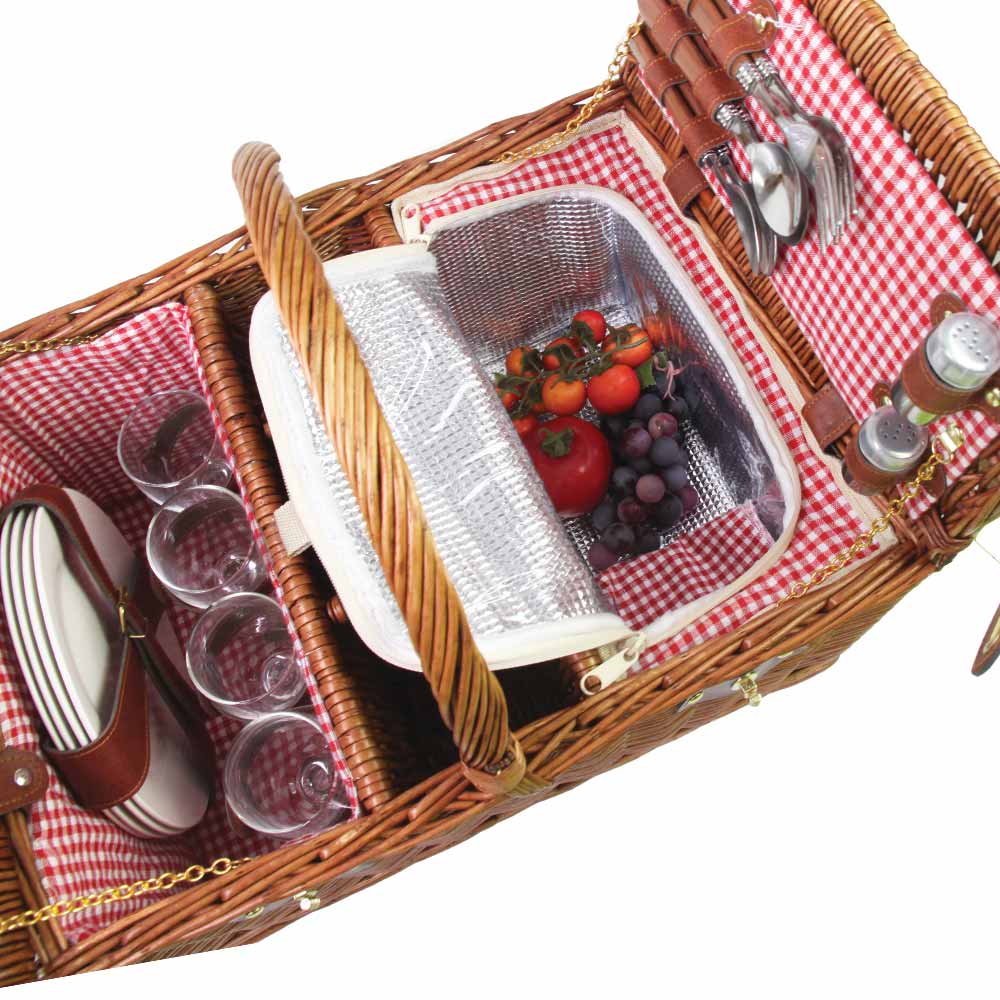 Picnic basket red gingham, 4 person