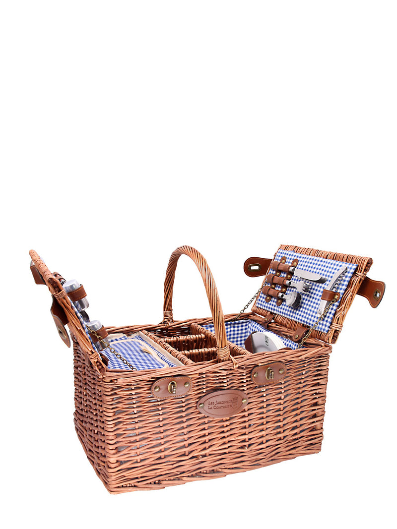 Picnic basket blue gingham, 4 person