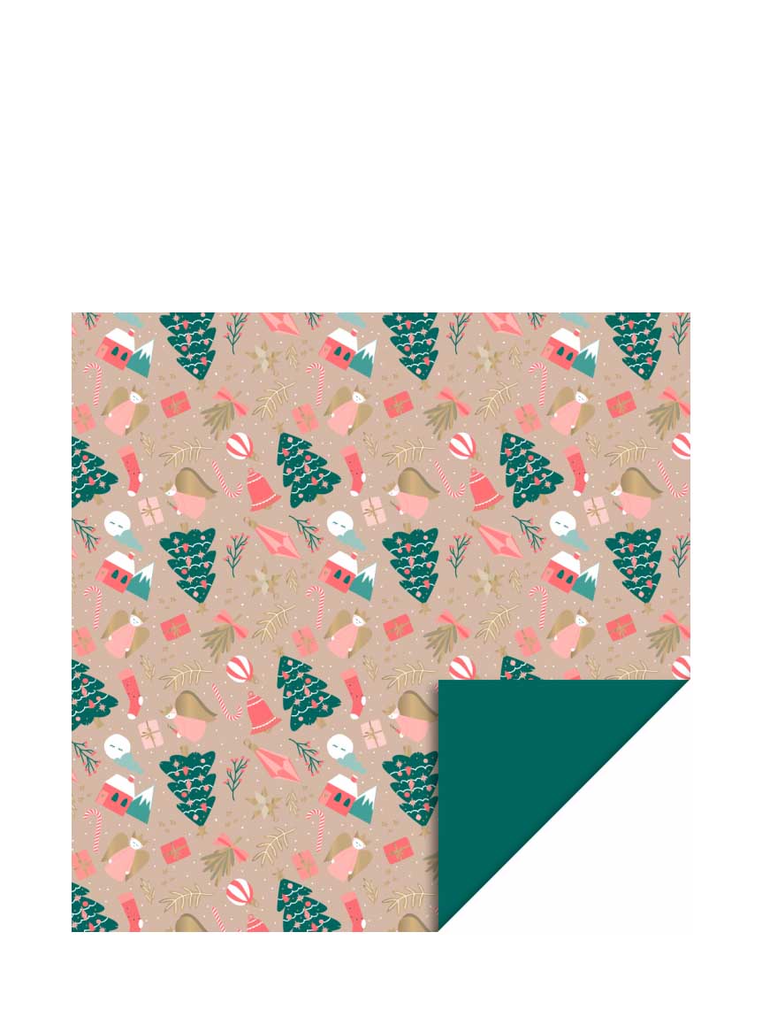 Christmas Gift Wrapping Paper, Xmas Time in nude-jade blue