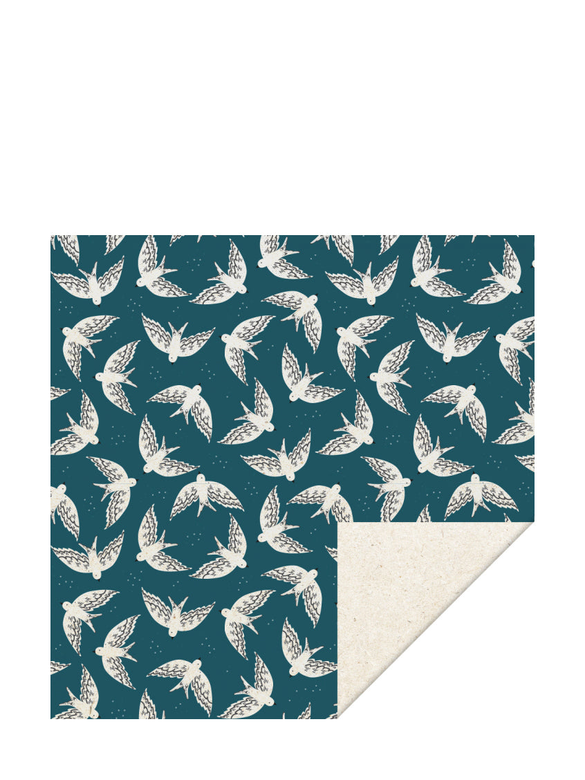 Gift wrapping paper Birds Night, Blue