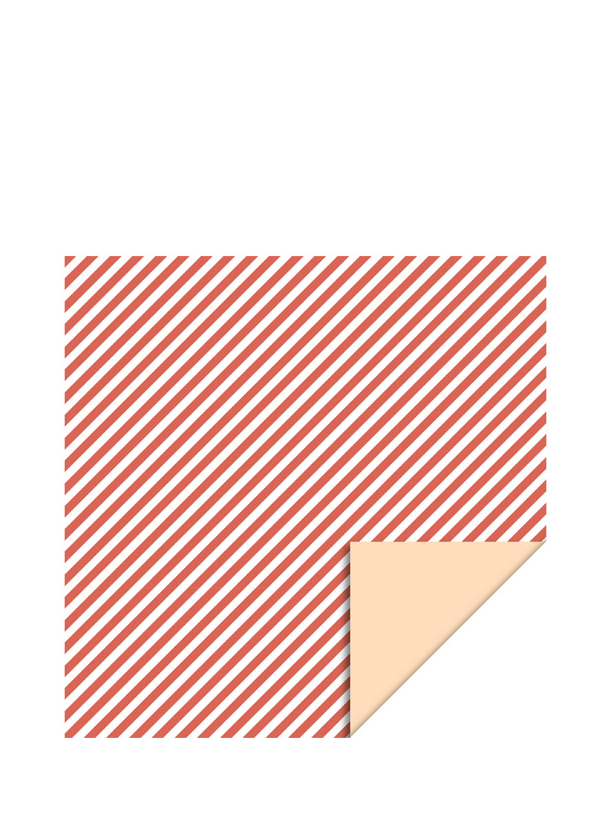 Gift wrapping diagonal Stripe, Red - Pastel Orange