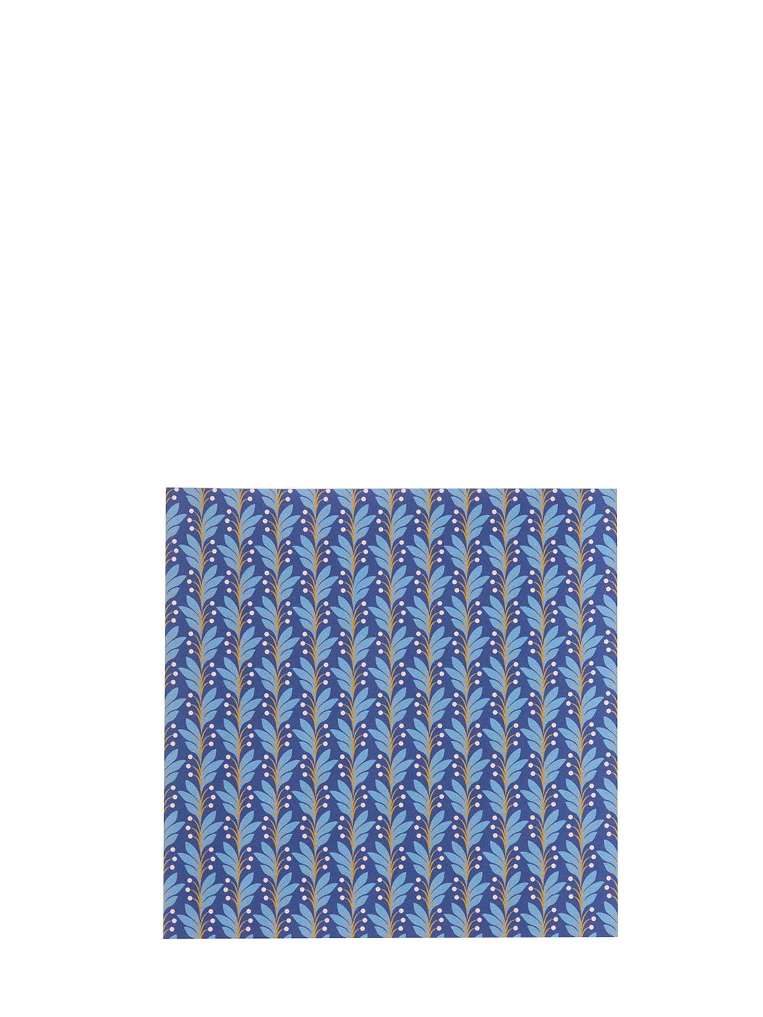 Patterned paper with blue and brown design on a white background
