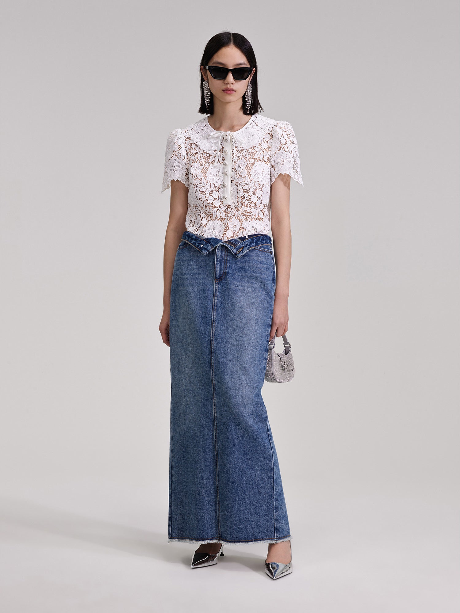 WHITE CORD LACE TOP, white