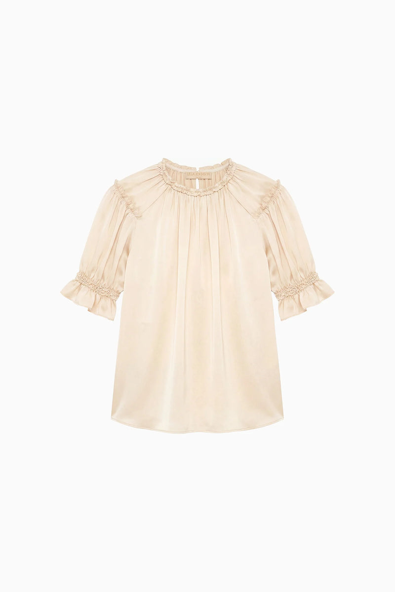Alina short sleeve silk top, Ivory