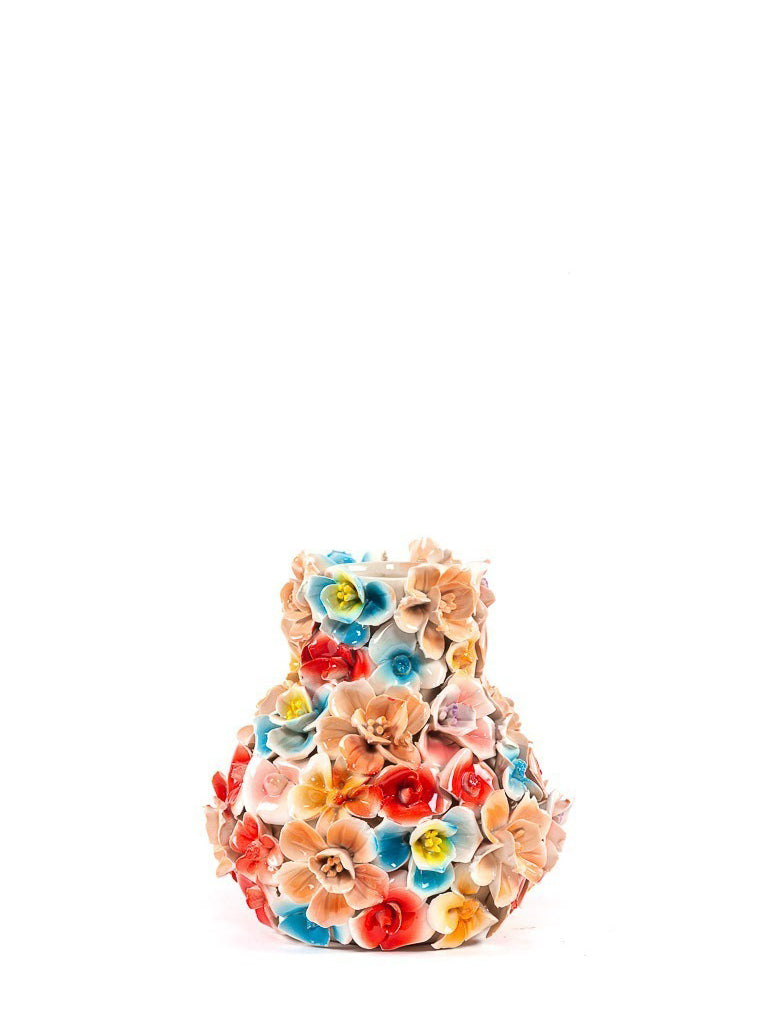 Vase deco with flowers, Multicolour (H 17cm)