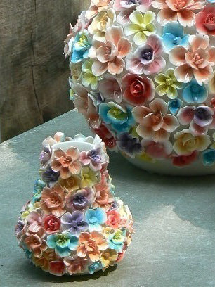 Vase deco with flowers, Multicolour (H 17cm)