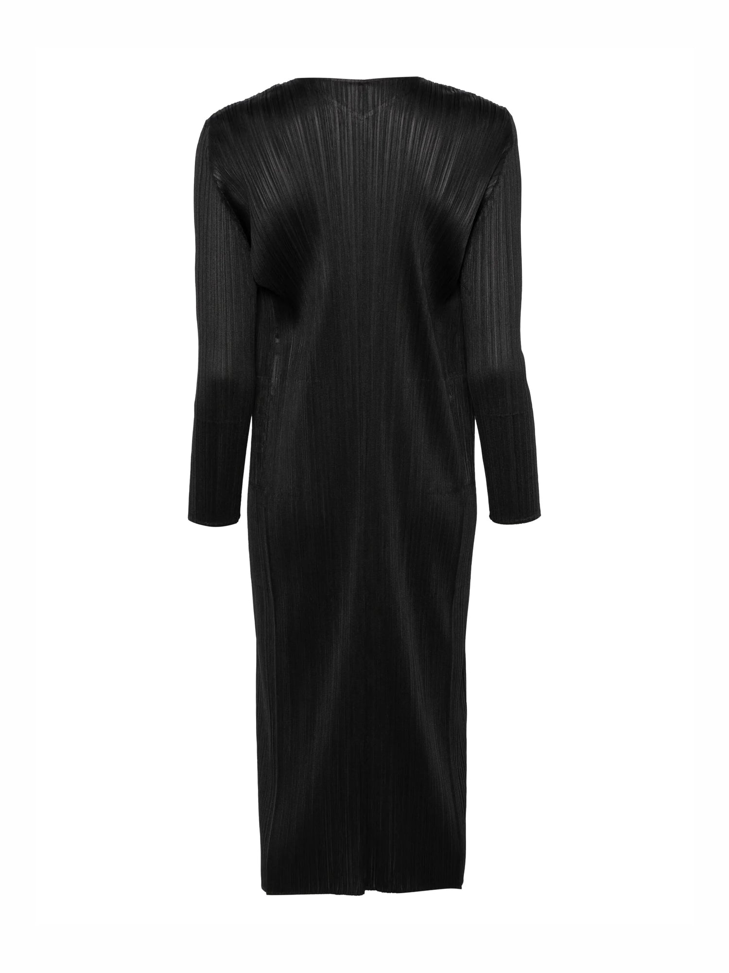 Long pleated long-sleeved basics cardigan, black (carryover)