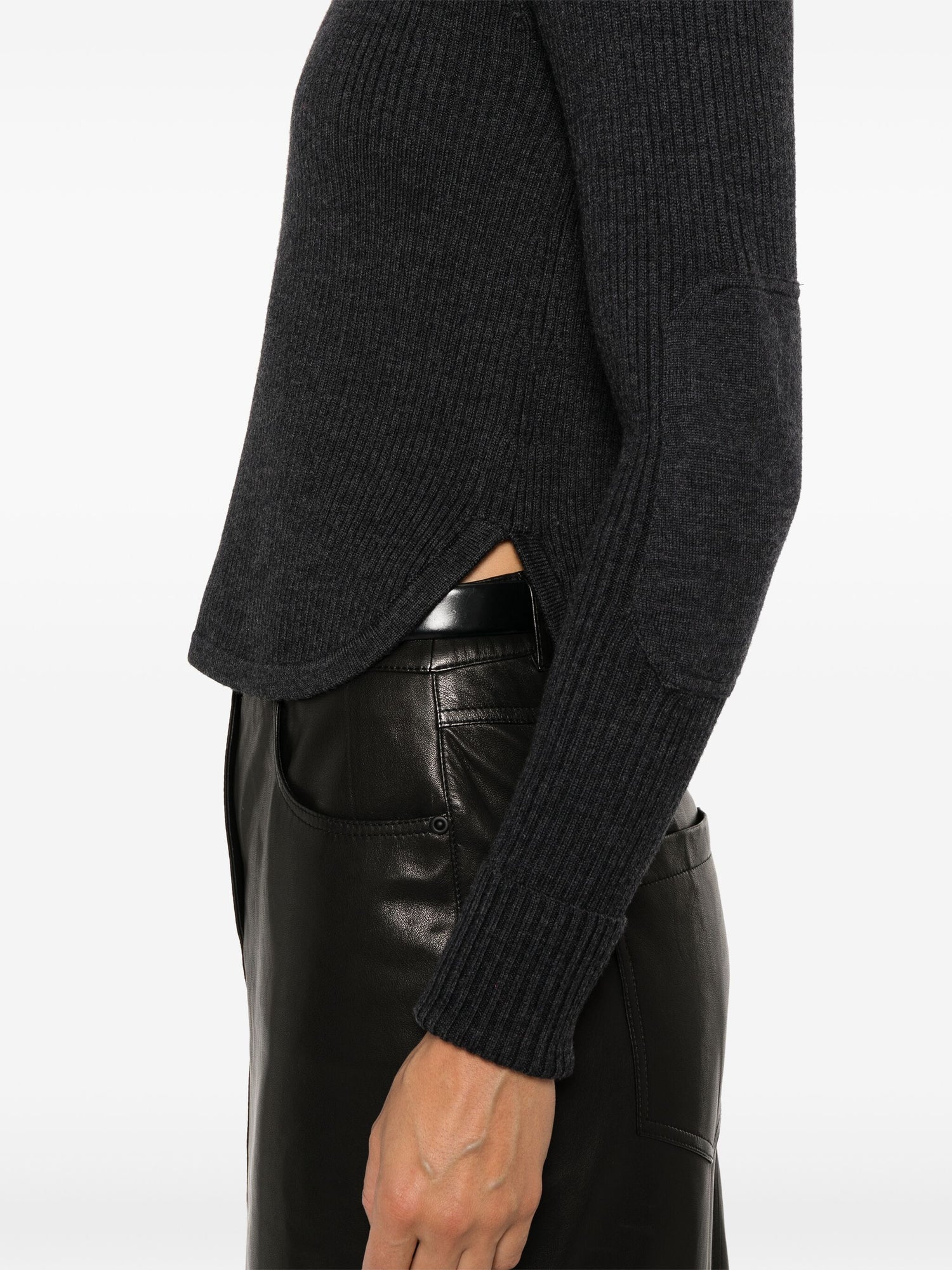 Gabyne merino knitted patch sweater, antracite